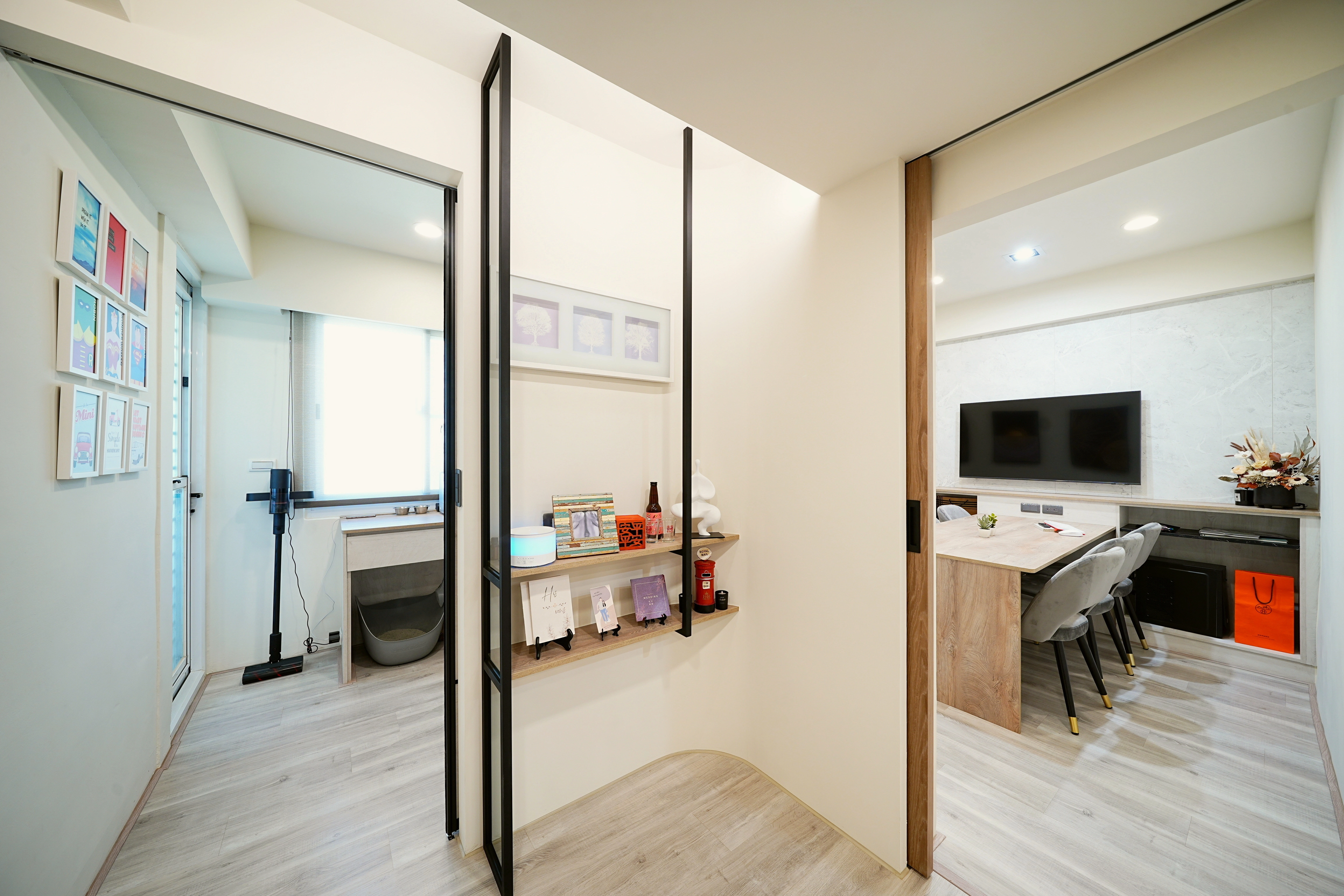 台南辦公室設計,淺色線條簡約現代風,德盈打造高效開闊的台南商空設計。