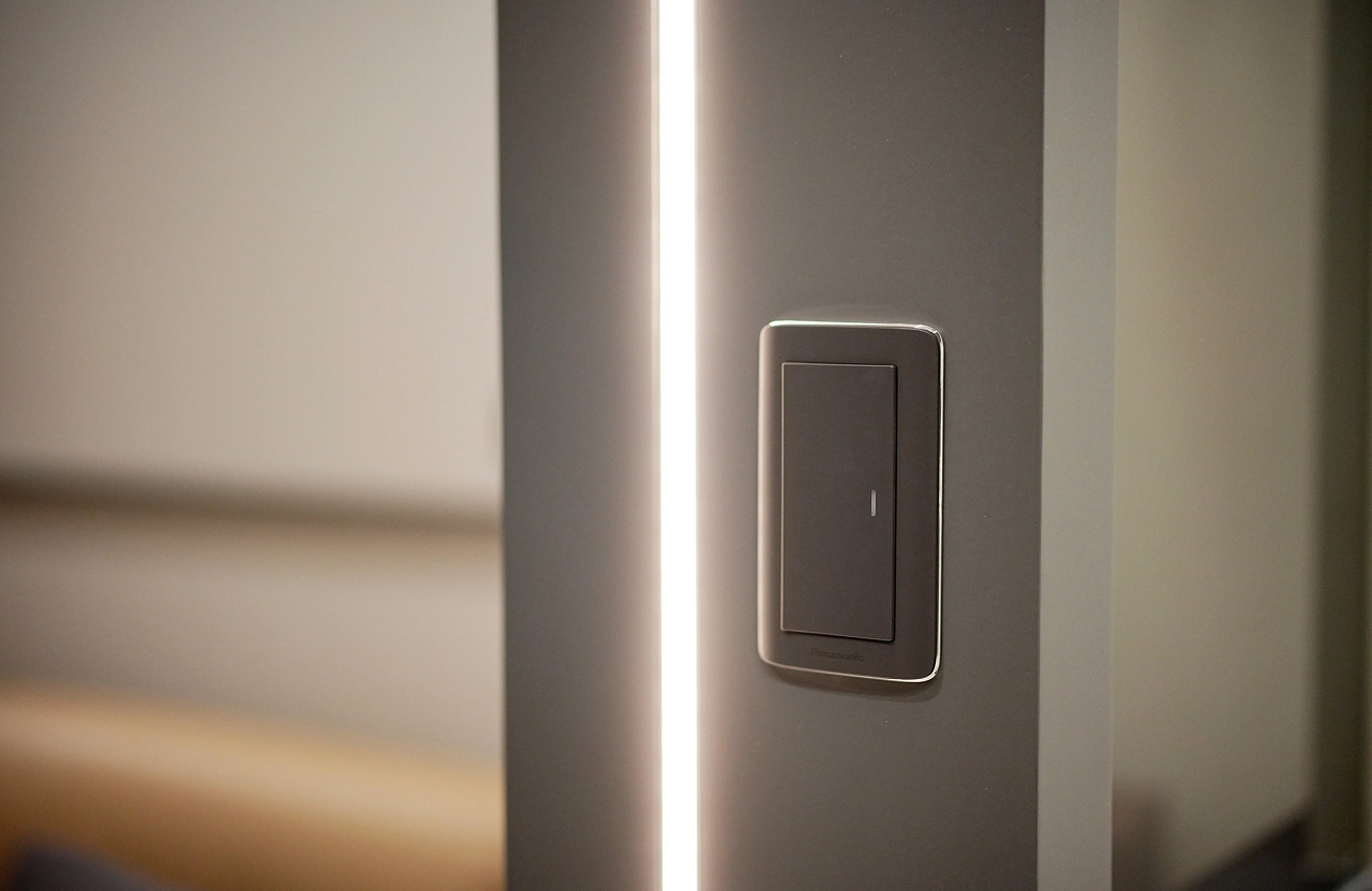 德盈設計：精心規劃居家開關配置，融入室內整體風格，強調操作便利性與簡約時尚的細節體驗。