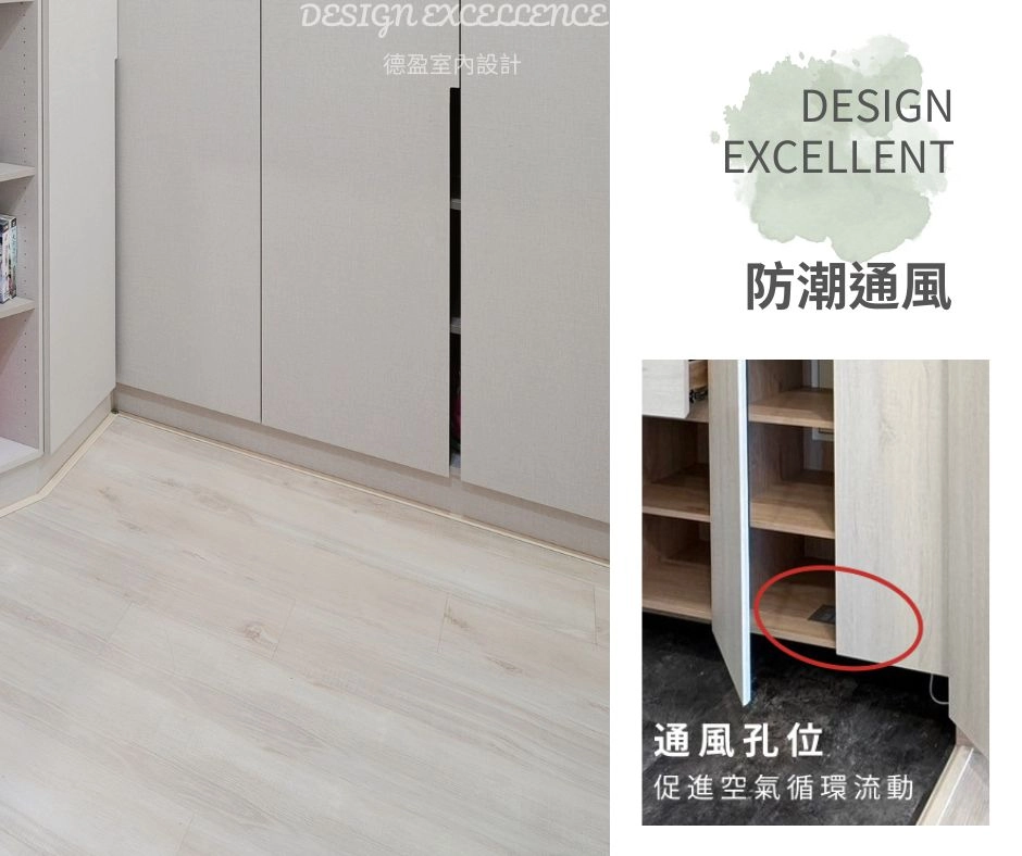 系統櫃V313防潮塑合板,高溫高壓製成。有效防潮,穩定不變形,比木作櫃耐用。