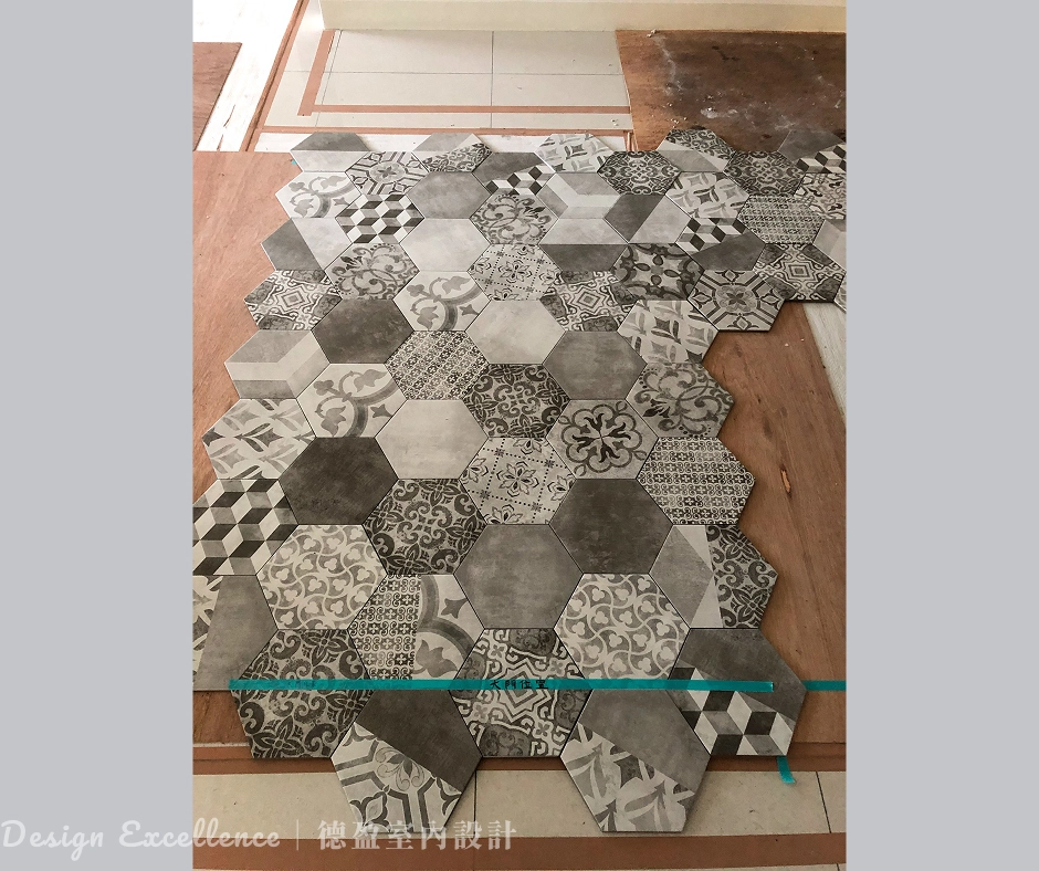 六角花磚鋪設